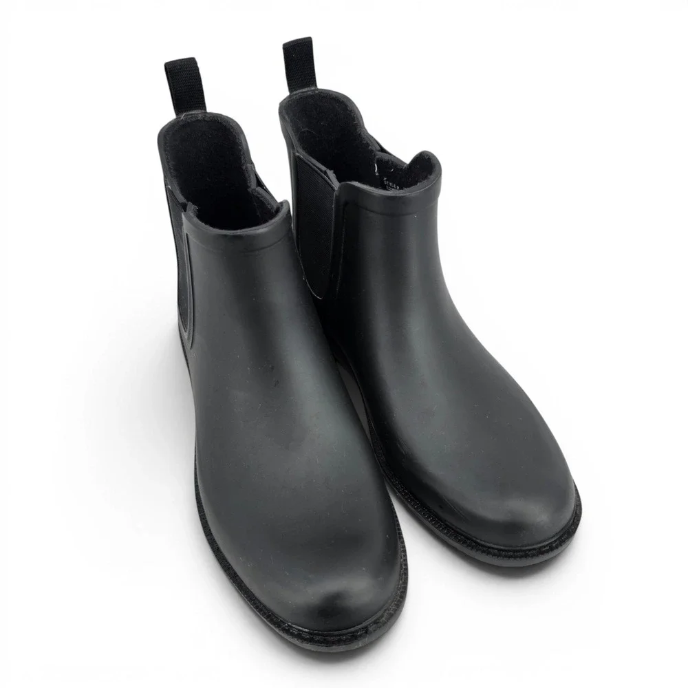 Madewell Black Chelsea Rain Boots Rubber Waterproof Ankle Boots Women's 8 EUC